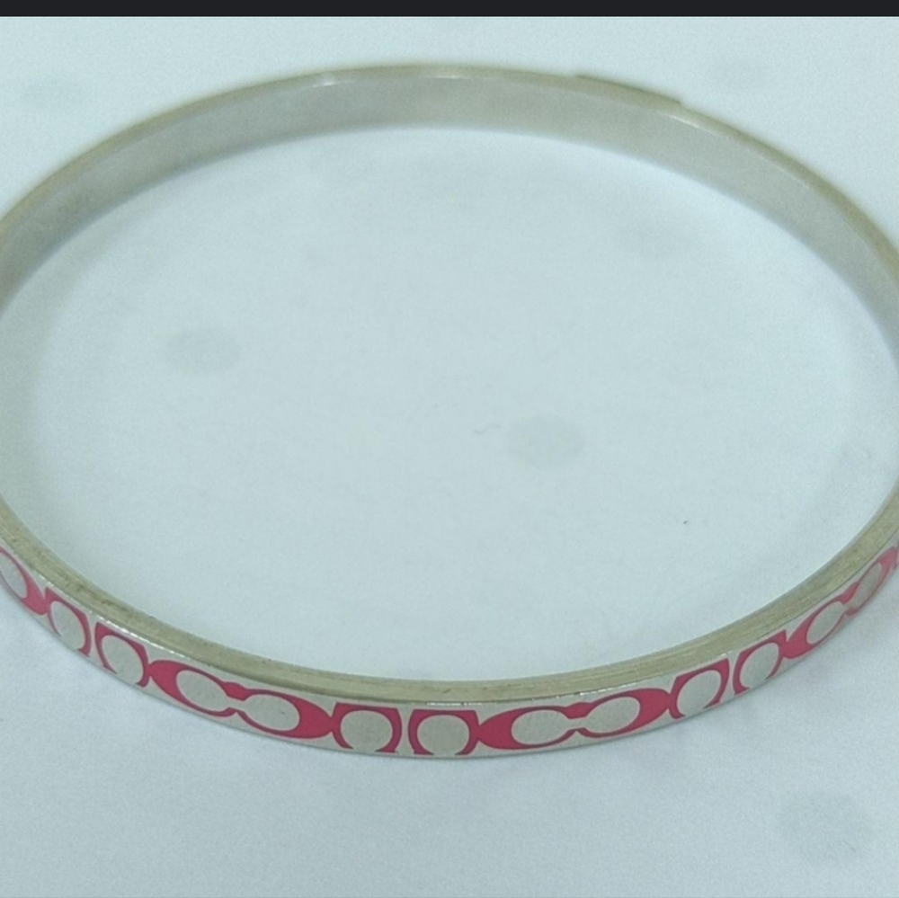 Coach Pink Signature Enamel Bangle Bracelet